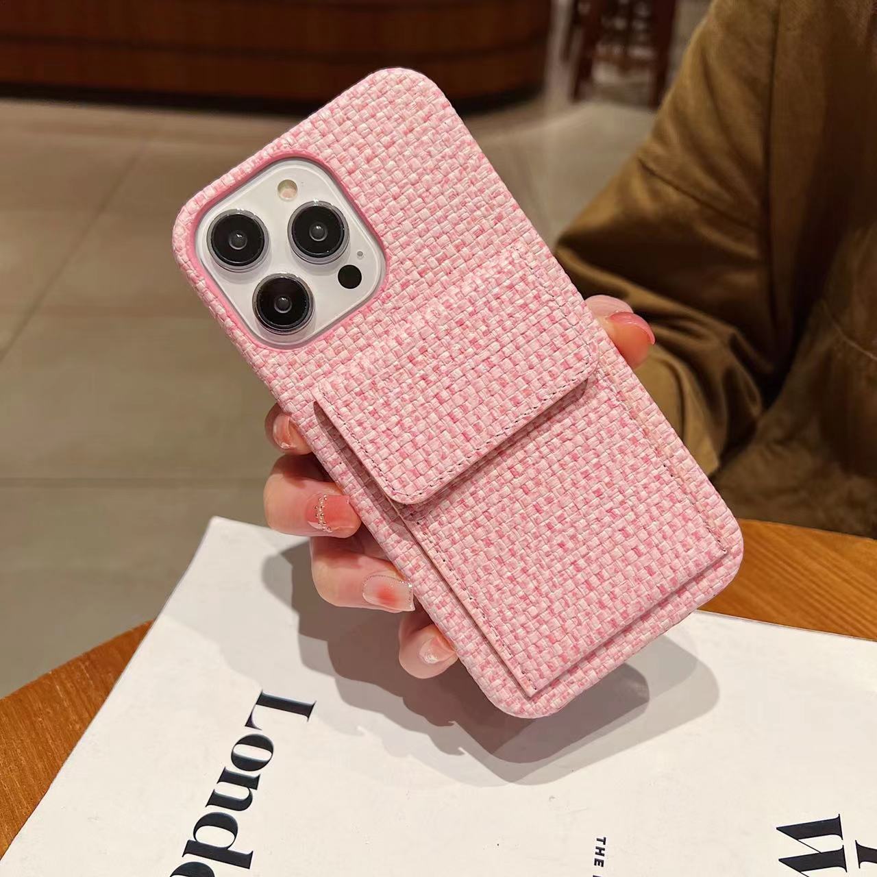 Designer Braided Patterned phone cases iphone 14 13 12 11 pro max 14plus 7 8 plus x xs xr xsmax Fashion French Card-case phone Case