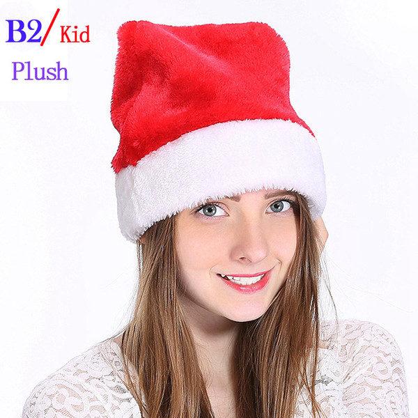 2022 Christmas Hat Soft Plush Santa Red Accessories Decorations Holiday Party Gift New Year Cartoons Non-woven Fabric Adult Kid Child LED C1122
