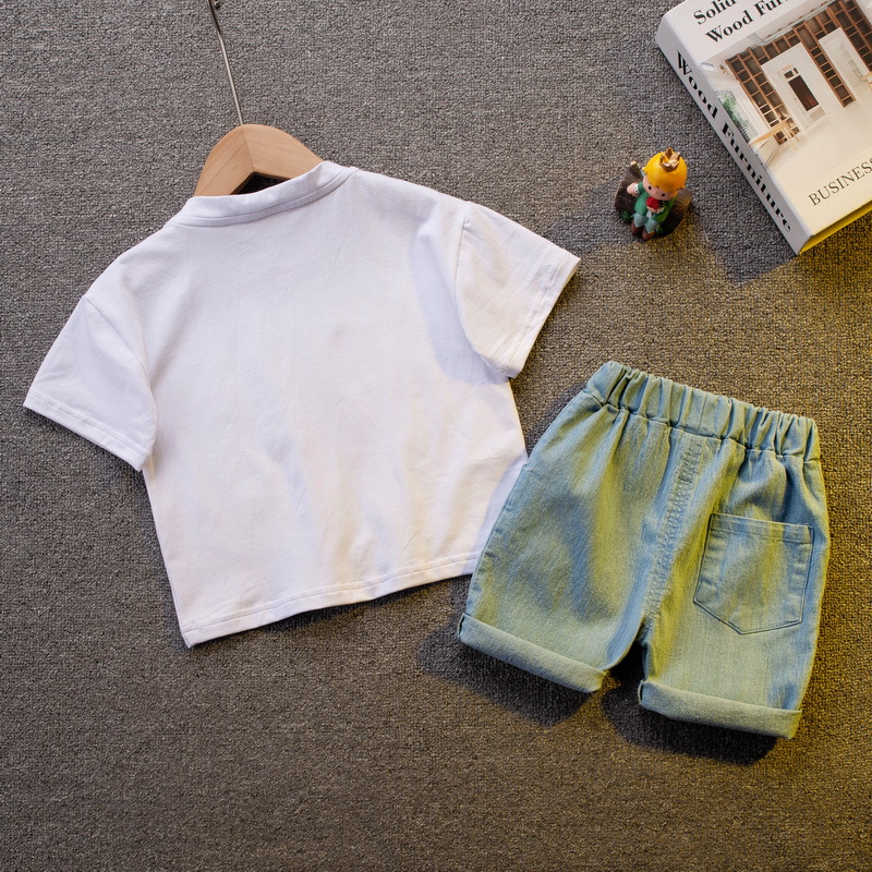 صيف طفل رضيع ملابس قصيرة الأكمام القطن لطيف الدب دب تي شيرت مجموعة الأزياء مسارات المسارات