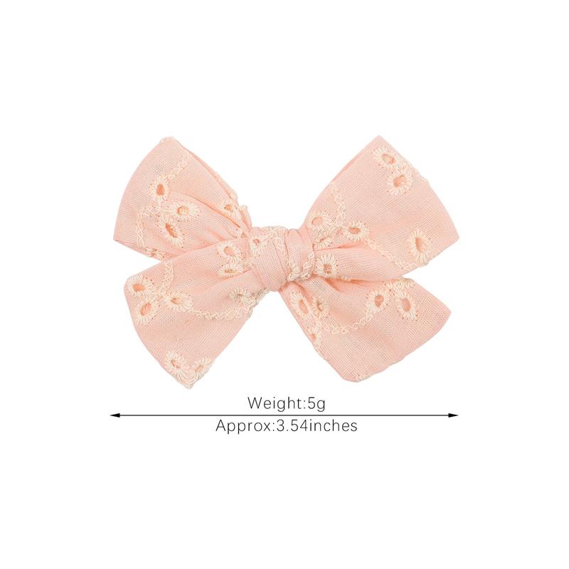 Fashion broderie imprimement incliné des cheveux accessoires de cheveux bébé filles coton bowknot épingles à cheveux Barrettes Headwear Kids Decoration