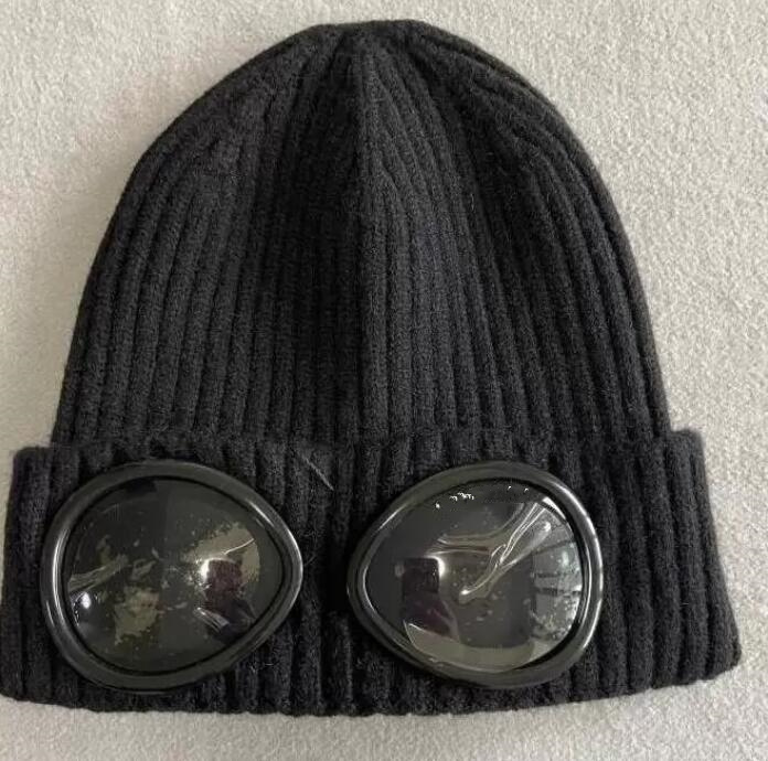 NEW 2023 Two Lens Glasses Goggles Beanies Men Knitted Hats Skull Caps Outdoor Women Winter Beanie Black Grey Bonnet Gorros289o