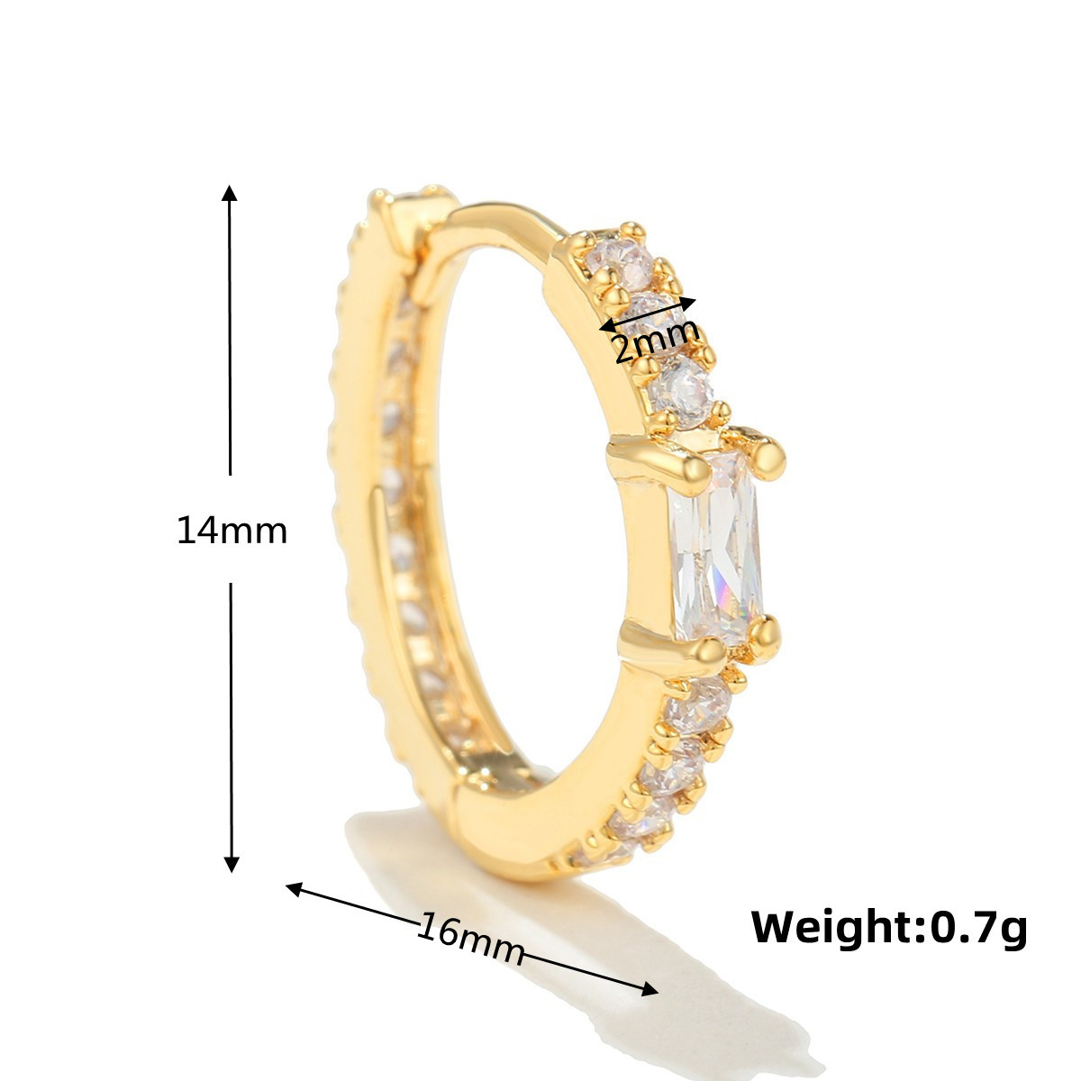 Edelstahl Link Kette Creolen Doppel Kreis Zirkonia Quadrat Anhänger Knorpel Ohrring Piercing Schmuck