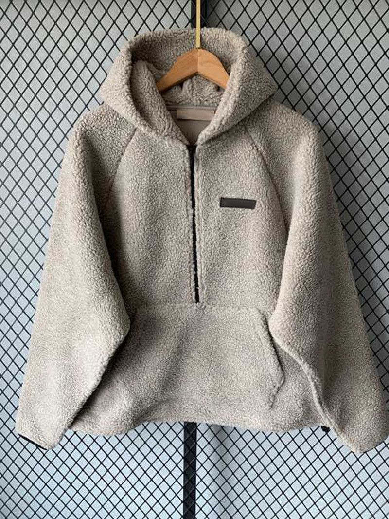 Designer Essent Sweat à capuche Mens Full Zip Hoody Teddy Laine Vestes à manches longues Pull Half Zip Sweats à capuche Lambswool Manteau Causal Femmes Veste Top