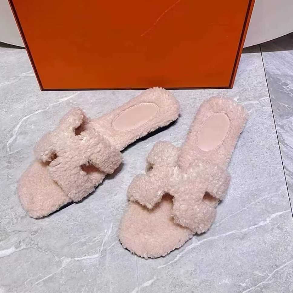 

furry sandal and her dsigner bear shoes slipper autumn oran wear slippers 2023 daily designer of teddy wool winter women's flat bottom