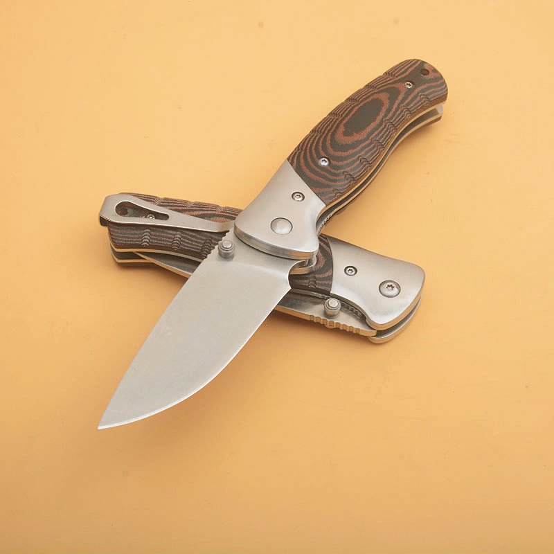 Promoción G1123 Cuchillo plegable de supervivencia D2 Satin Drop Point Blade G10 con mango de acero inoxidable Acampar al aire libre Senderismo EDC Pocket Folder Knives