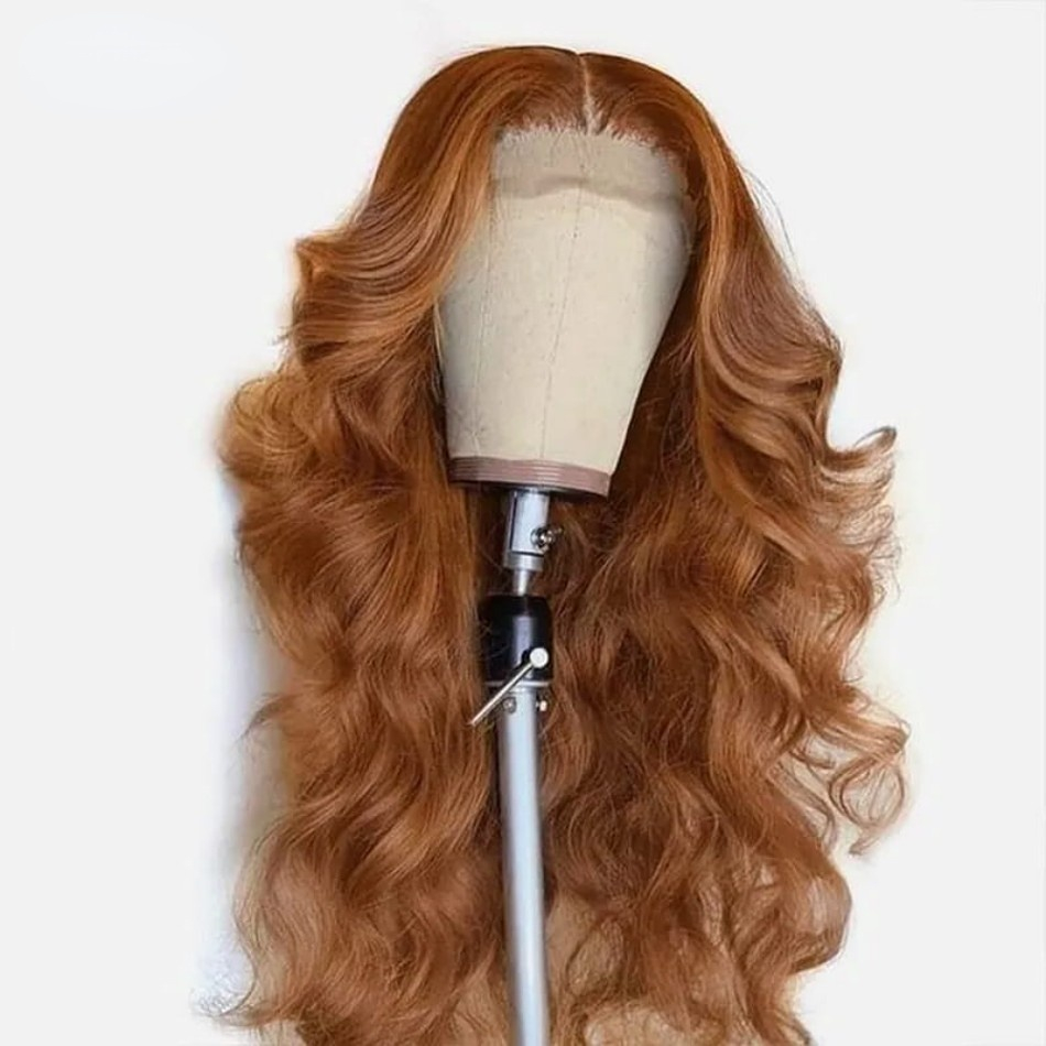 Long Light Brown Lace Wig Body Wave Brasilian para mulheres Cabelos sintéticos pré -explodidos 13x4 Frontal de renda