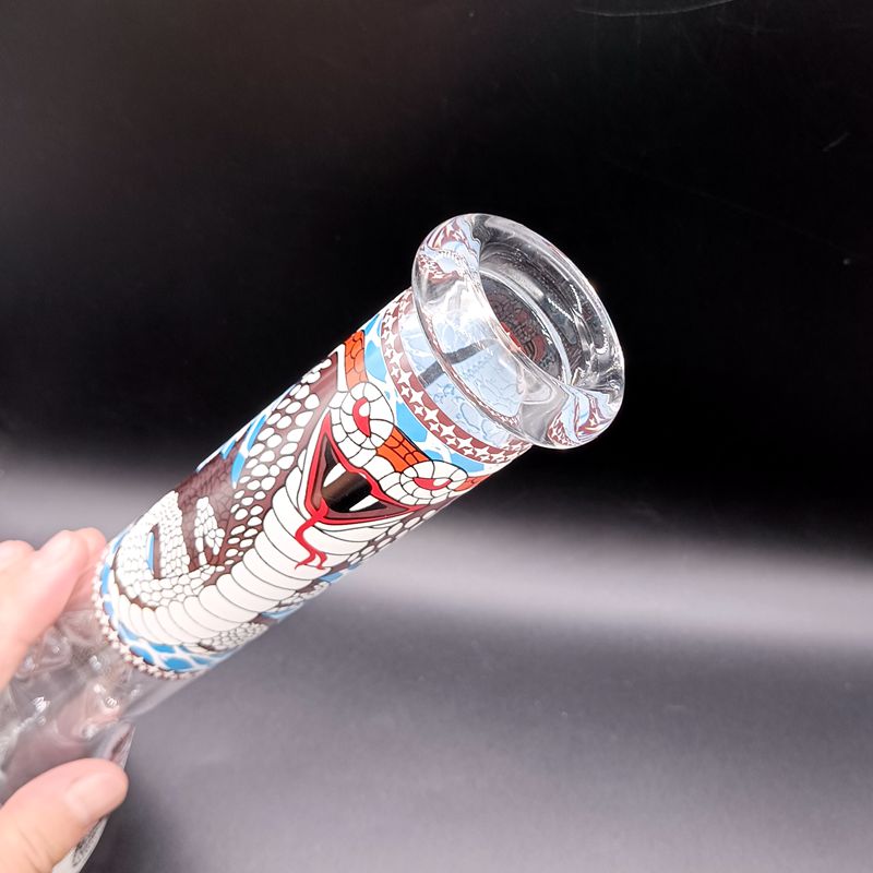Narguilés de bang en verre de 8,5 pouces avec des motifs de peinture à la main Recycleur d'eau lumineux Dab Rig Pipes à fumer