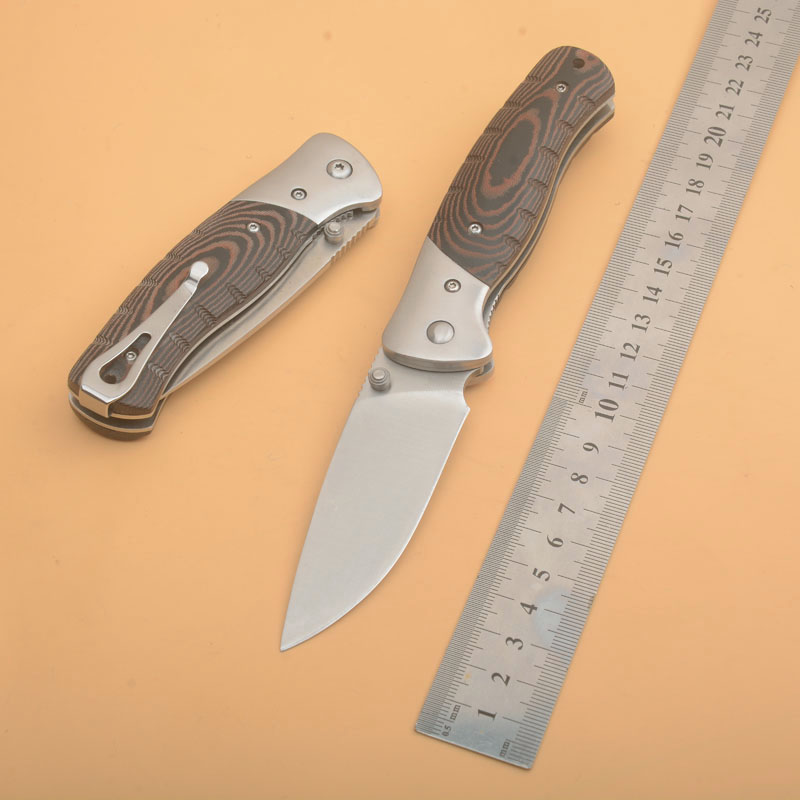 Promoción G1123 Cuchillo plegable de supervivencia D2 Satin Drop Point Blade G10 con mango de acero inoxidable Acampar al aire libre Senderismo EDC Pocket Folder Knives