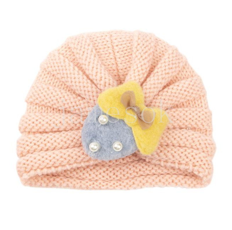 Bébé enfants chapeau de couverture hiver Crochet bonnets enfants fil chaud tricot casquette pour filles garçons décontracté couleur unie fraise chapeau DE950