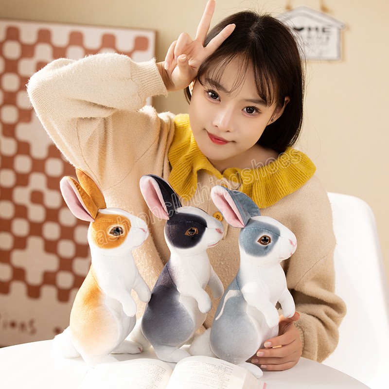 27CM réaliste mignon lapin en peluche fourrure Simulation Kawaii Animal lapin de pâques lapin jouet modèle enfants beau cadeau décoration de la maison