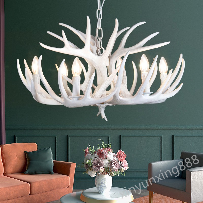 Antlers Chandelier For Living Room Dining Table Resin Hanging Light Bedroom Kitchen Island Cafe Bar Modern Suspension