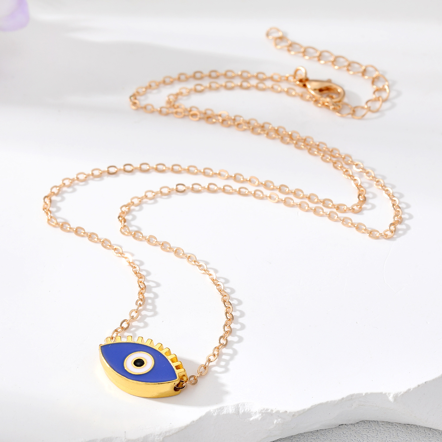 Alliage d'or cils turc mauvais œil pendentif colliers pour femmes émail chanceux œil collier bijoux de fête