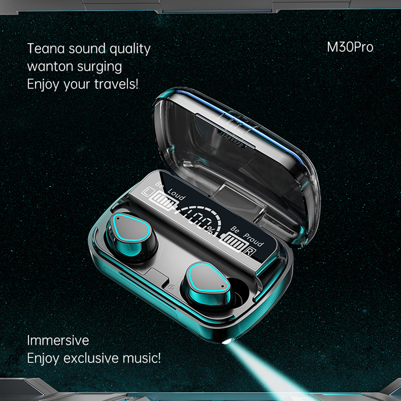 M30 Pro TWS أذن سماعات الأذن BT 52 صوت ستيريو LED DIGNT DIGITION SUPERT CARGE CARGENG ALLING في سماعات الأذن مع FL7556278