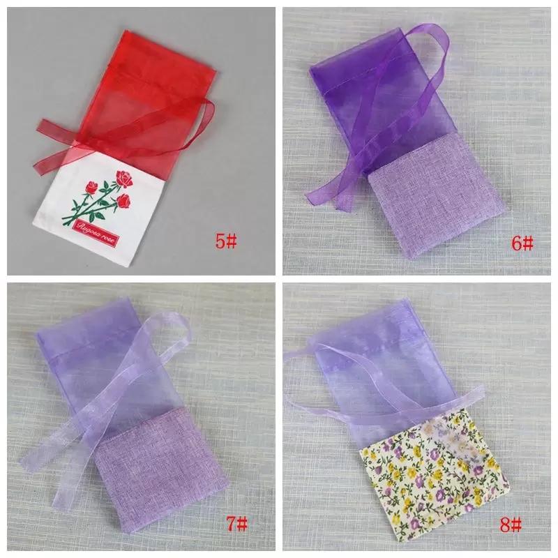 Violet Coton Organza Lavande Sachet Sac DIY Fleur Séchée Douce Bursa Armoire Mouldproof Cadeau Sac Parfum Sacs En Gros DBC