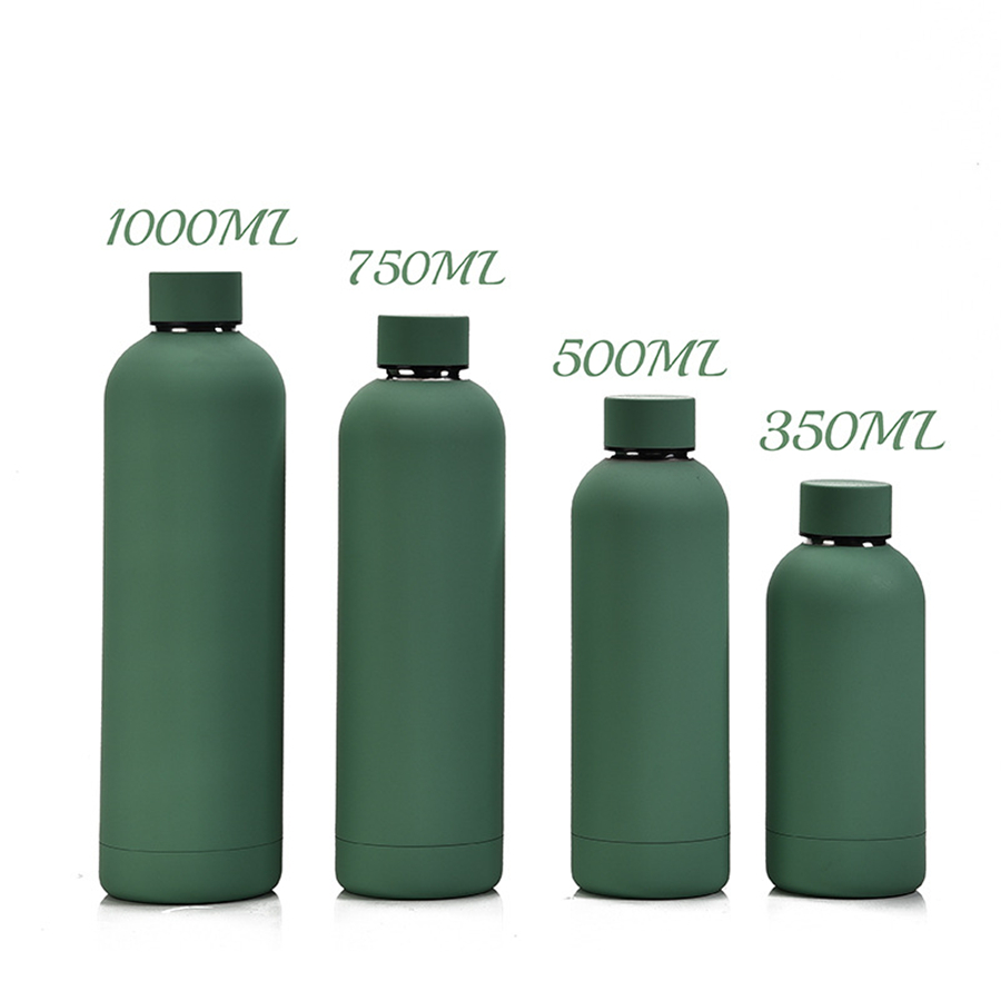 Botella de agua deportiva de acero inoxidable de 500 ml de colores, gran capacidad, mate, portátil, para exteriores, vaso térmico, botellas de vacío con aislamiento de doble pared, es