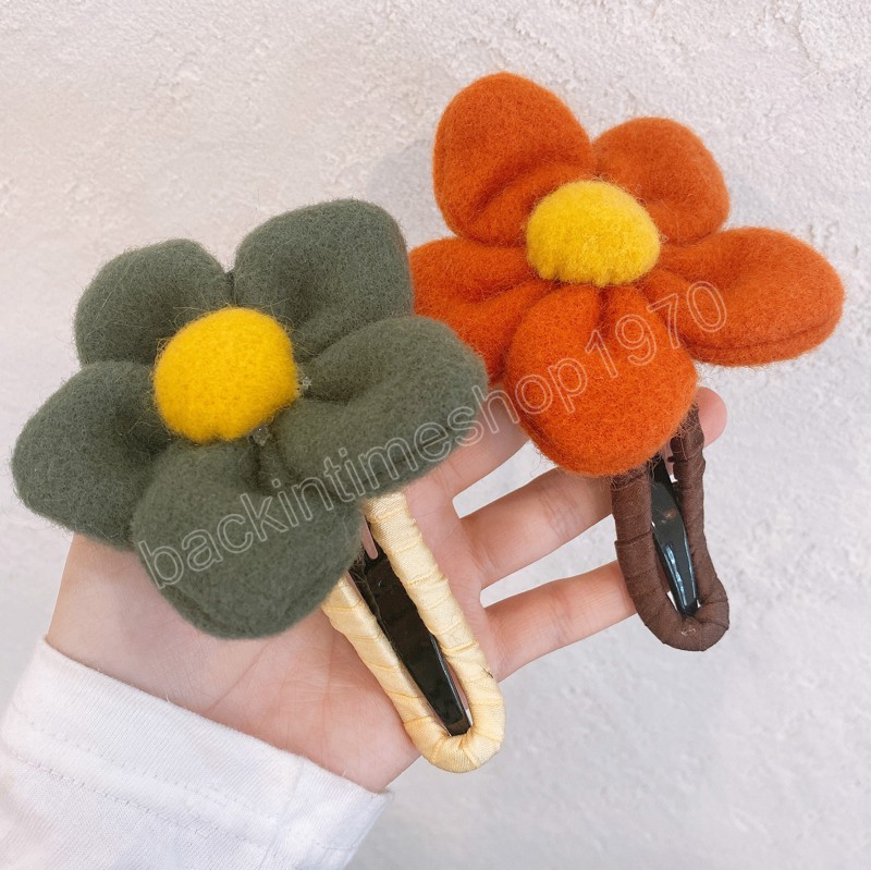 Mode élégant en peluche fleur pince épingles à cheveux pour femmes filles coréennes sweet barrettes de canard canards accessoires de cheveux