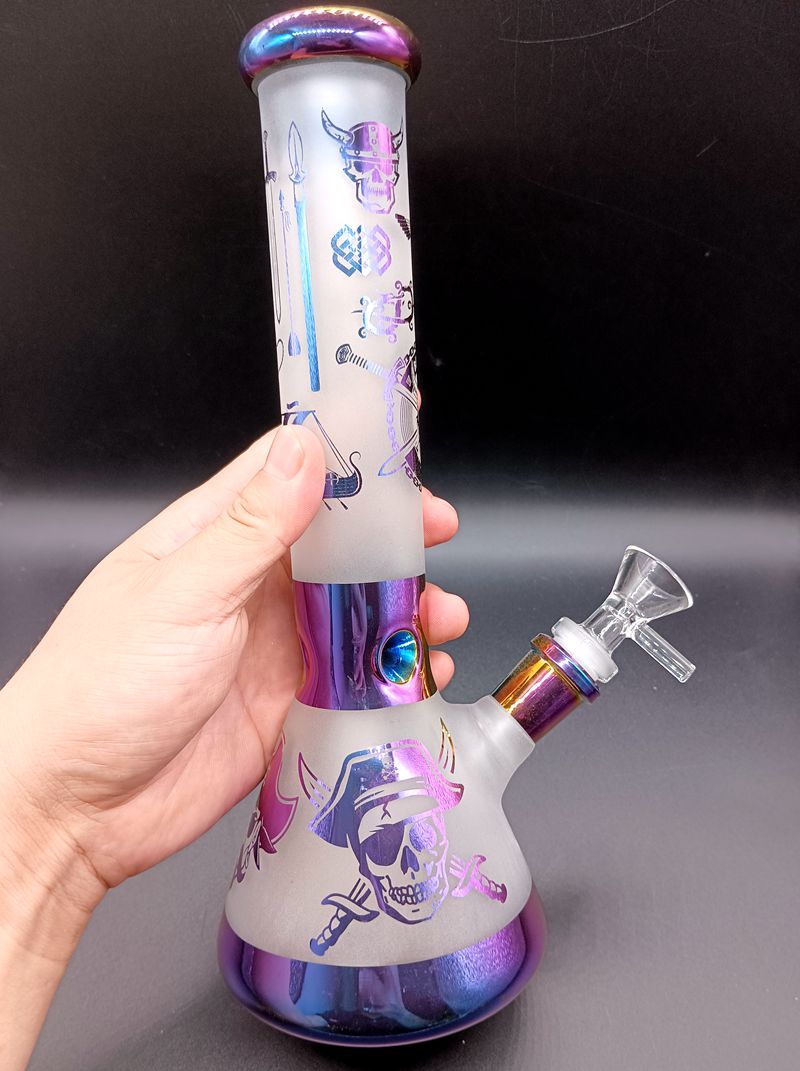 8,5 pouces coloré galvanoplastie verre bong bécher narguilés droite dab rig épais fumer tuyaux barboteur