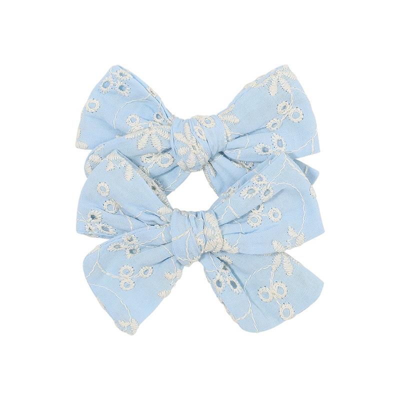 Fashion broderie imprimement incliné des cheveux accessoires de cheveux bébé filles coton bowknot épingles à cheveux Barrettes Headwear Kids Decoration