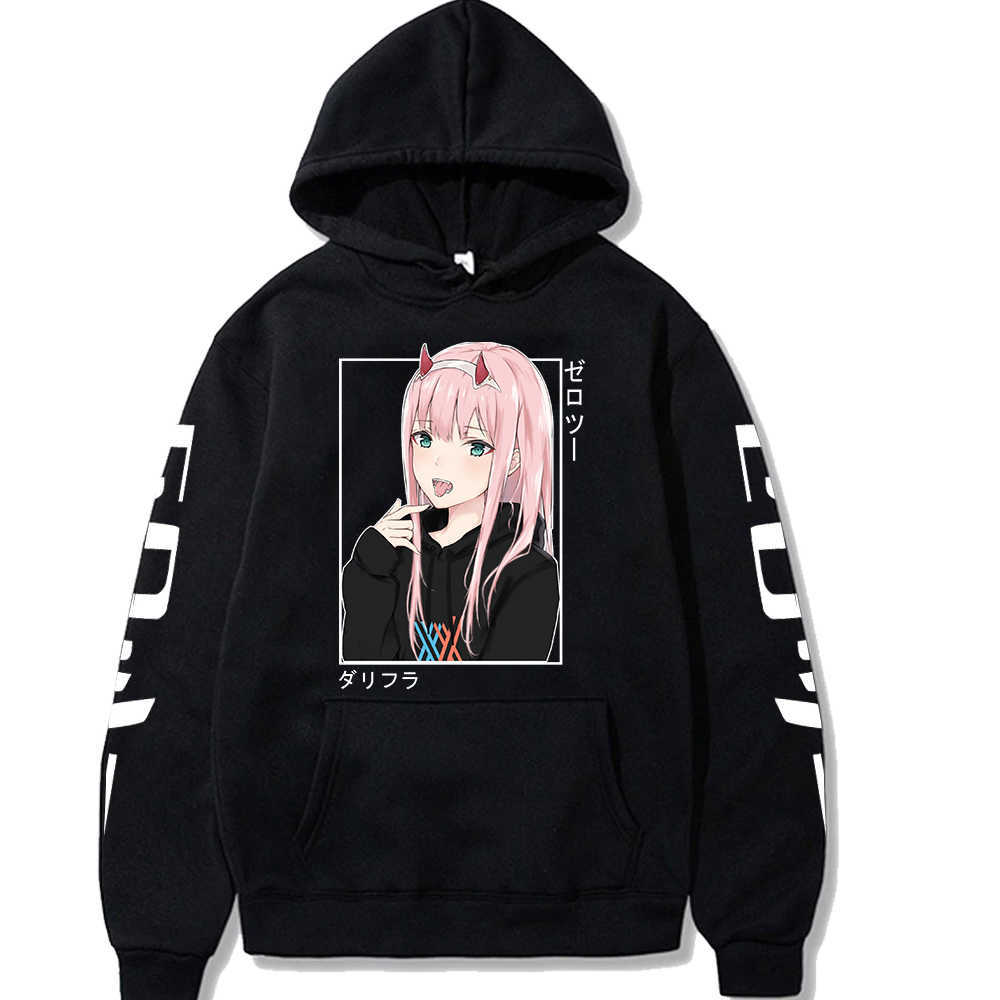 Hoodies nya kaii anime älskling i Franxx män kvinnor unisex tröjor noll två hoodie byxor harajuku jogging kostymer y2211