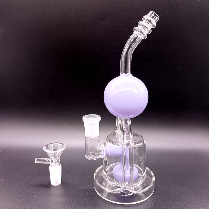 Mini 8 Inch Glass Bong Hookahs with Tire Perc Round Ball Design Dab Rigs Colorful Smoking Pipes
