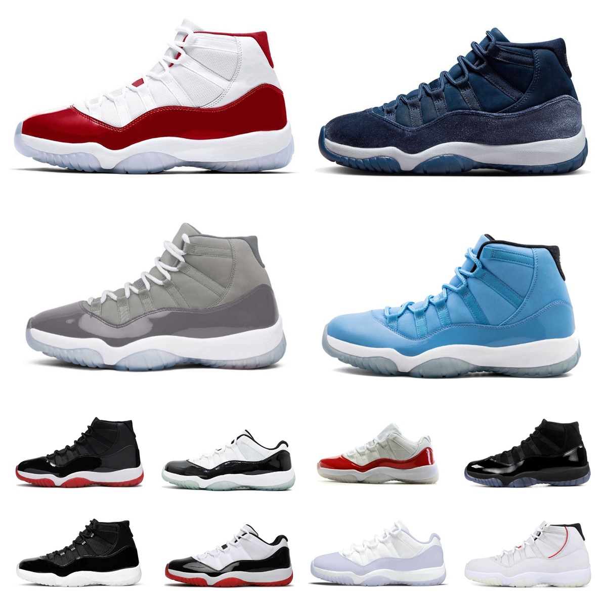 Retro High 11 Chaussures de basket-ball Jumpman 11s Jubilee 25e anniversaire Pure Violet Midnight Navy Cool Grey Cap et robe Concord 45 Playoffs Bred Low Designer Sneakers