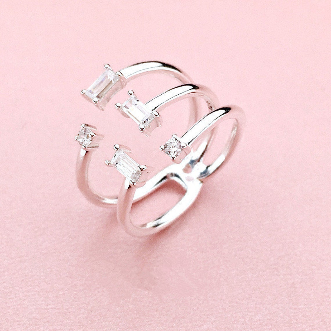 925 Sterling Silver Shards Of Sparkle Ring med kubikzirkonia fit pandora smycken engagemang bröllopälskare modering för kvinnor