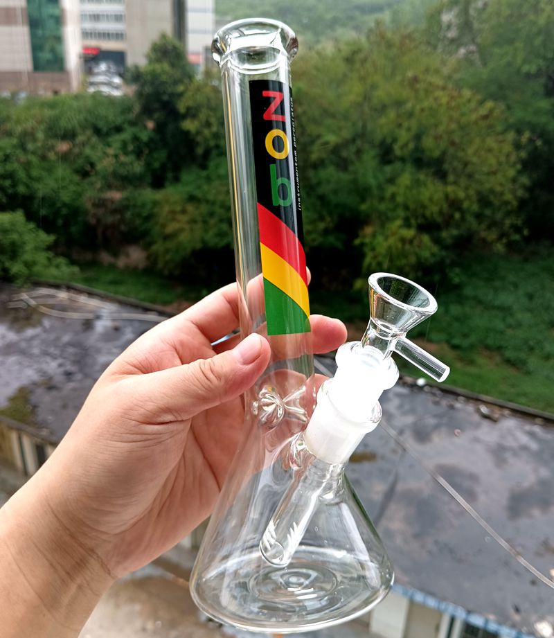 Clear Glass Bong Beaker 8,5 tums Zob Hookahs Klassisk oljebrännare Dab Rig med kvinnliga 18 mm -rör Bubbler Bubbler