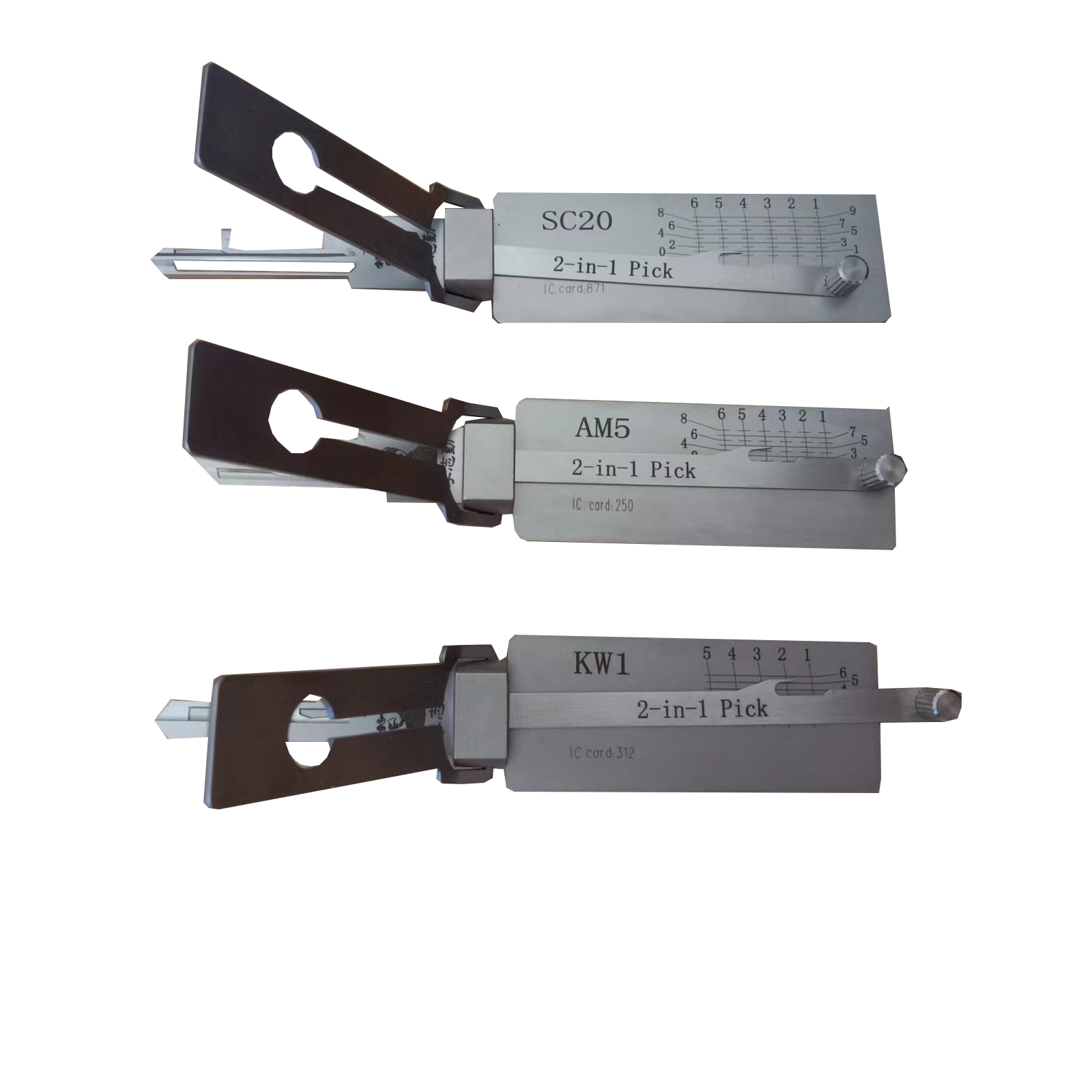أدوات ومزودات الأقران الأصلية Lishi Lock Pick 2 في 1 KW1 AM5 SC20 Decoder لأقفال الباب المنزلي