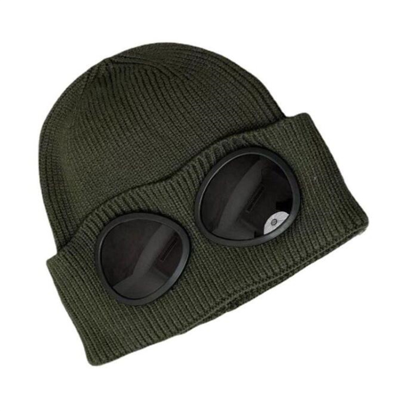NEW 2023 Two Lens Glasses Goggles Beanies Men Knitted Hats Skull Caps Outdoor Women Winter Beanie Black Grey Bonnet Gorros289o