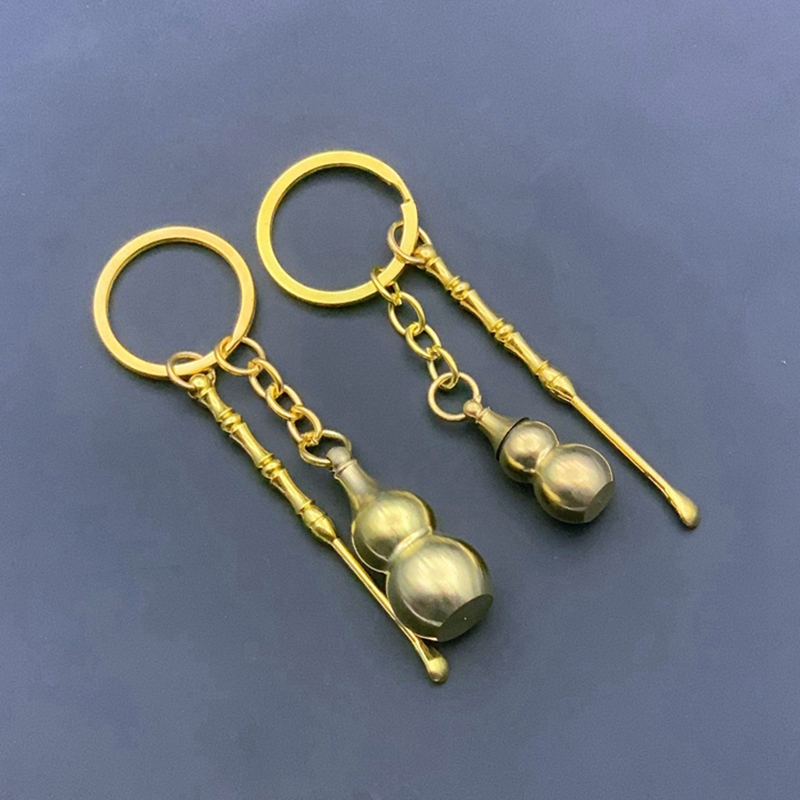 Smoking Brass Gourd Style Dry Herb Tobacco Spice Miller Storage Stash Bottle Tank Portable Key Buckle Mini Dabber Spoon Snuff Snorter Sniffer Snuffer Holder