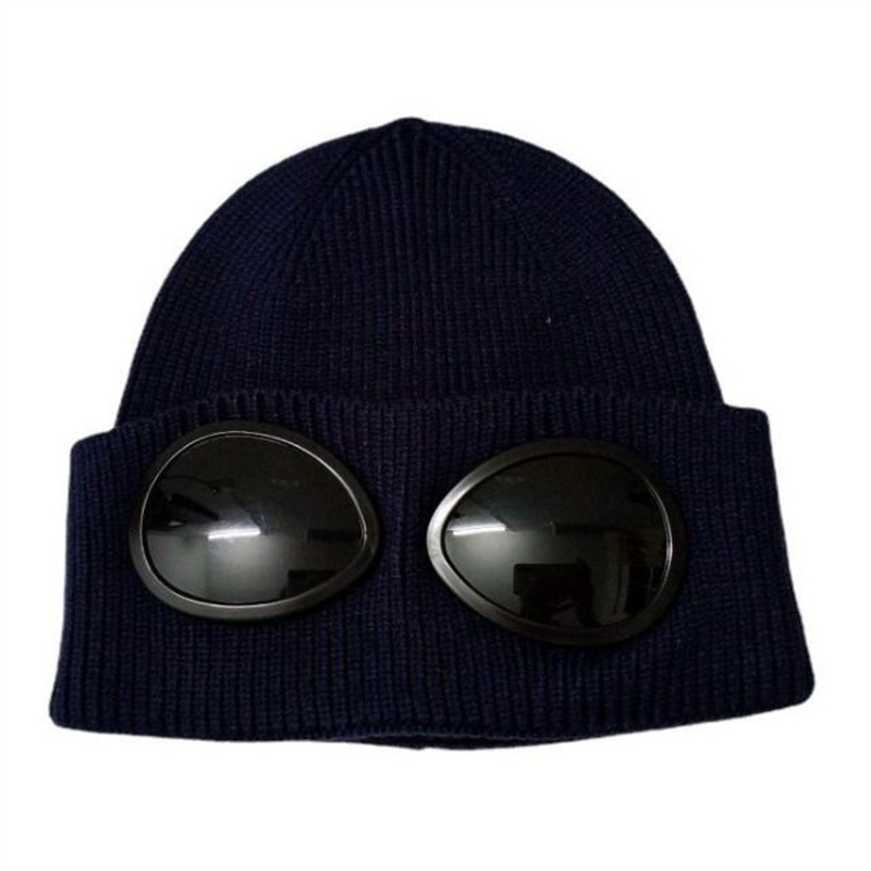 NEW 2023 Two Lens Glasses Goggles Beanies Men Knitted Hats Skull Caps Outdoor Women Winter Beanie Black Grey Bonnet Gorros289o