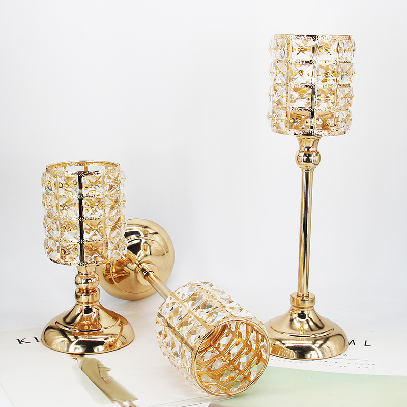 Bougeoir en cristal doré créatif métal chandelier vertical mariage noël vacances candélabre décoration de la maison ornements S/M/L