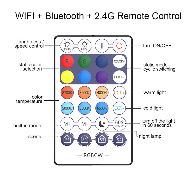Slimme gloeilampen met afstandsbediening 7W E27 800LM LED-kleur veranderende gloeilamp WiFi Bluetooth 5.0 Warm tot koel wit Dimbare RGB Home-verlichting Werk met Alexa
