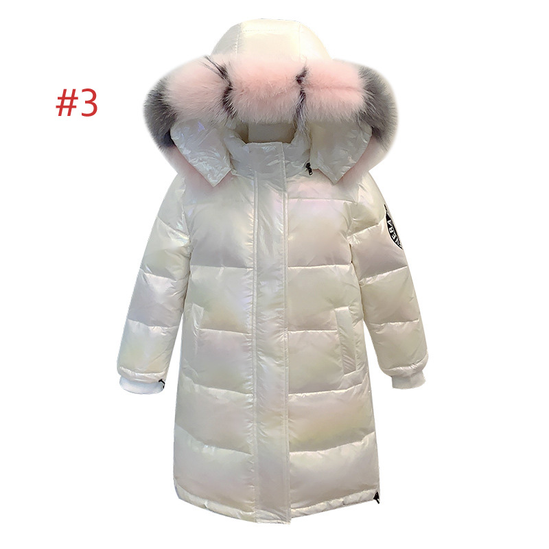 ensembles de vêtements pour bébés vêtements d'hiver pour bébés Doudoune pour filles de longueur moyenne visage coloré et brillant épaissi pour les filles d'âge moyen et plus âgées Manteau ample et chaud