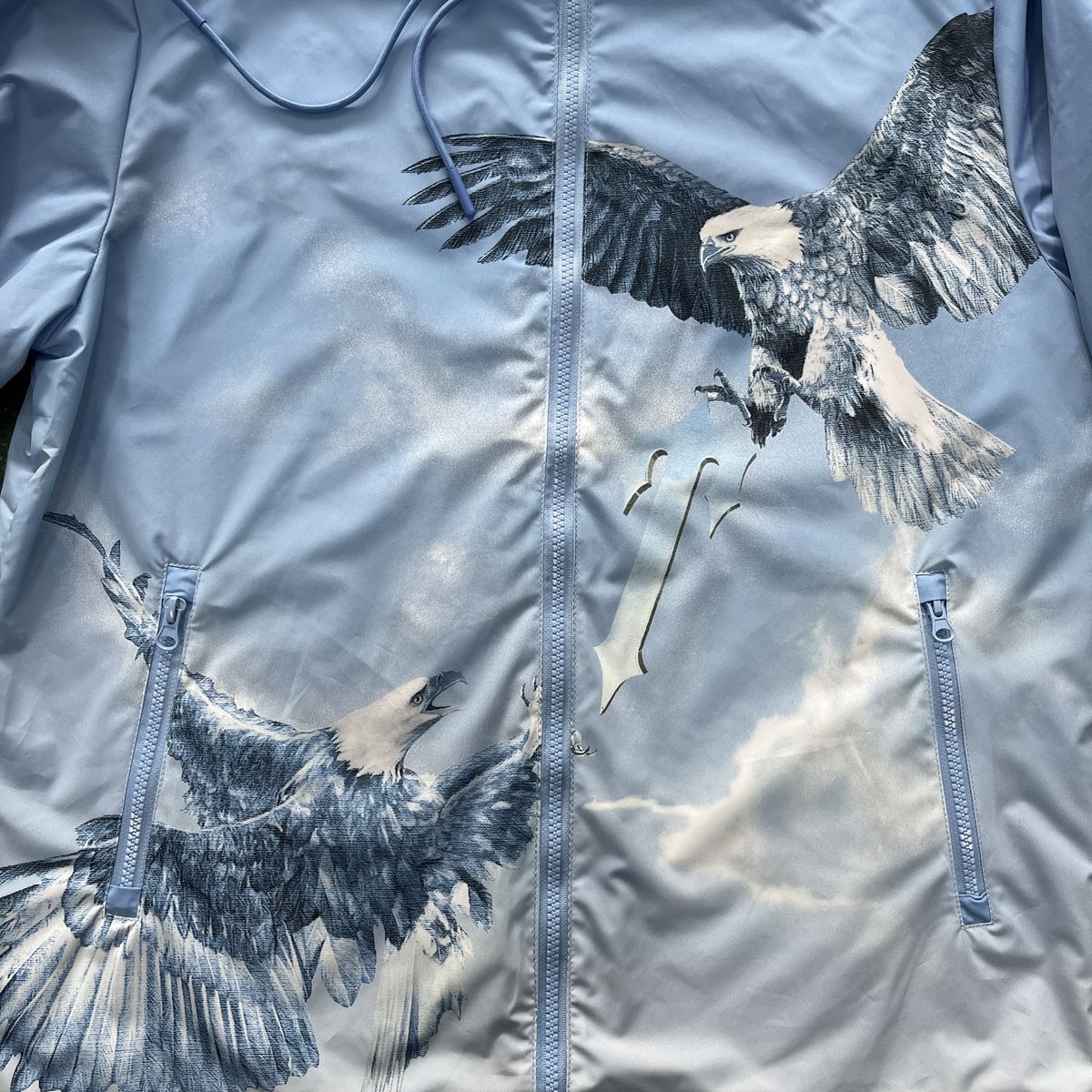 Trenchcoat Herrenjacken 22SS Verkauf von Trapstar Irongate Eagle Blue Windbreaker-Blue Grdient Schwarz bestickt Damen