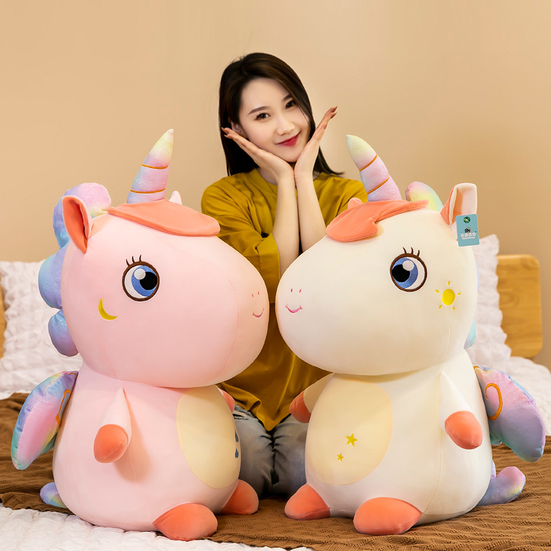 25cm Creative Starry Sky Unicorn Pillow Feltro Algod￣o de algod￣o recheado Toys para crian￧as Presentes de anivers￡rio para meninas D88