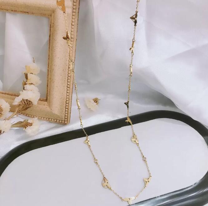 Mode kvinnor 18k guldpläterad rostfritt stål halsband designer halsband choker brev hänge kedja kristall kubik zirkoniume weddi262l