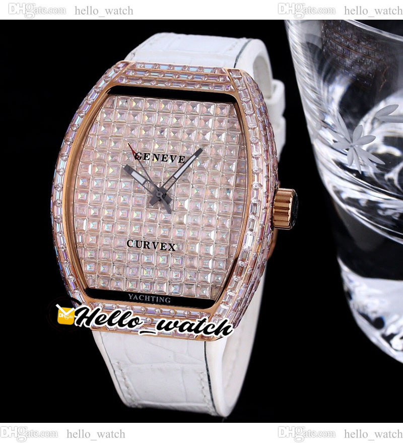 42 mm Vanguard V45 Miyota 8215 MENS AUTOMATICO CURUEX CURUEX ROSA ROSA ROSE RECTALLANGA PAVEGLIO Diangola Diamonds Stive