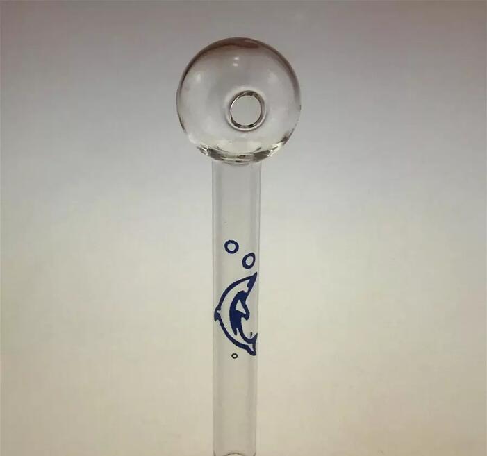 Dolphins LOGO somking pipes Great Pyrex hookahs Thick Clear Glass Oil Burner Tube Pipe