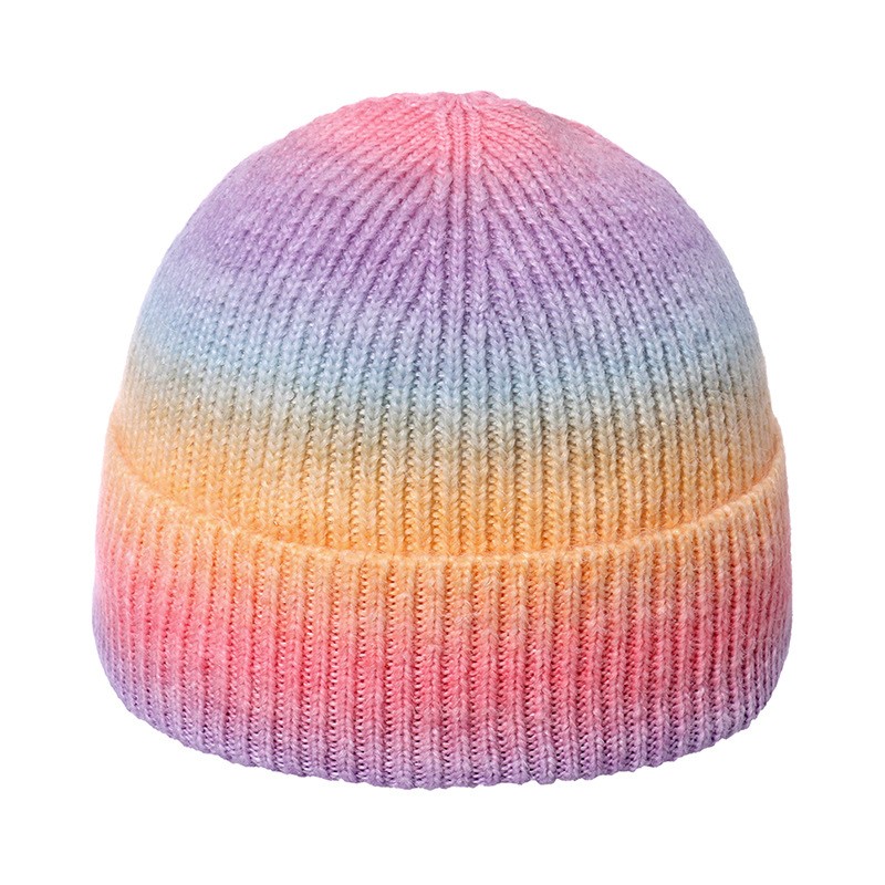 Cappelli autunnali invernali le donne Moda morbida e confortevole berretti lavorati a maglia sfumati cappello da esterno berretti caldi antivento ragazza
