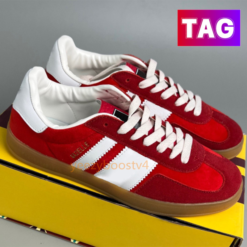 Top Xad Gazelle Sneaker Mens Zapatos casuales Dise￱adores de zapatillas Rosa azul de seda roja rojo rojo blanco gamuza de cuero negro beige lienzo de ￩bano de lujo para mujeres entrenadores