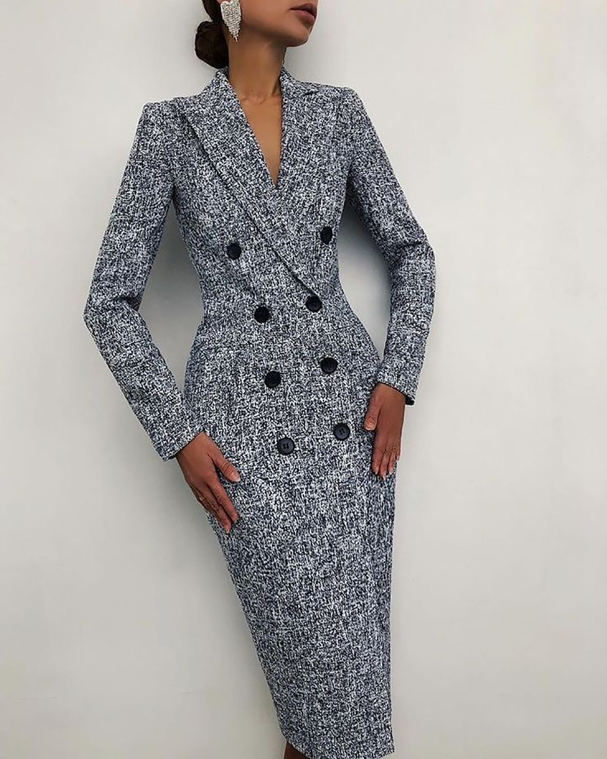 Terno blazer feminino xadrez de inverno street power para casamento mãe da noiva usar festa à noite formal jaqueta longa