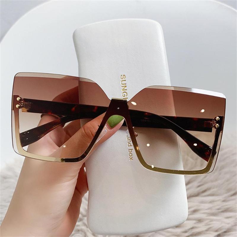 Sunglasses Vintage Oversize Square Women Big Frame Sun Glasses Black Fashion Gradient Female Oculos242O