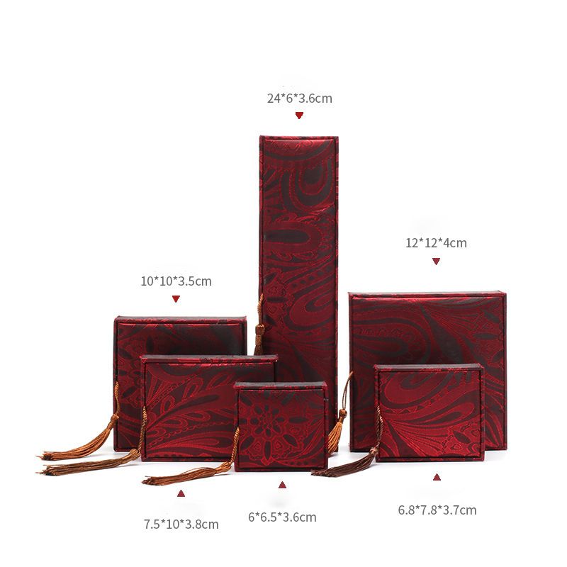 Ancient Poetry Jewelry Packaging Box Wooden Linen Fringed Buddhist Bracelet String Packing Box