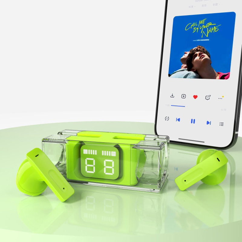 E90 TWS Bluetooth 5.3 Fones de ouvido sem fio Controle de toque Fones de ouvido para jogos com capa transparente