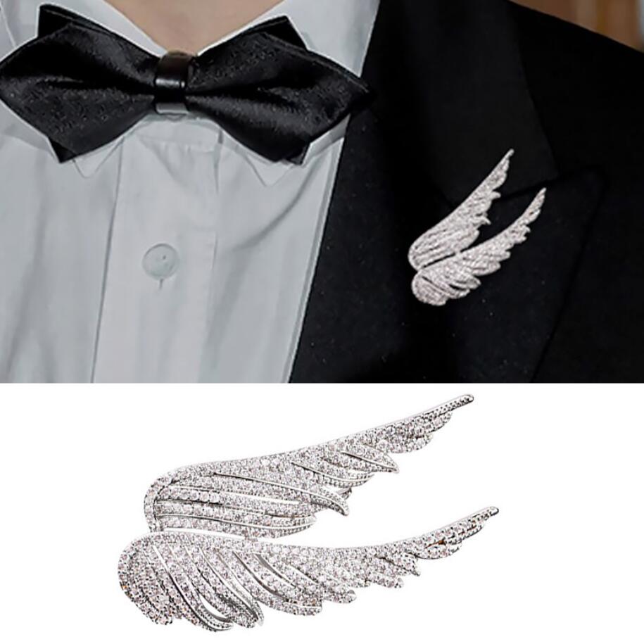 Vrouwen Strierse engel vleugels broches pin glitter veer kraag pin luxe broche corsage nieuw modekleding decor