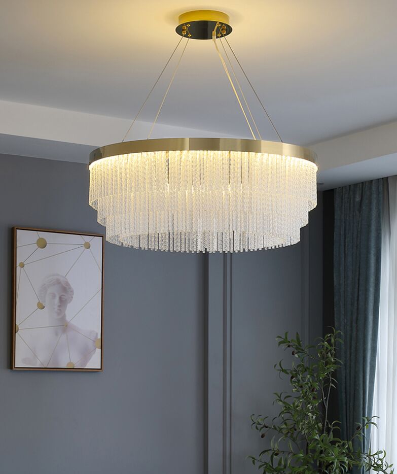 Nordic Lamp Main Living Room Postmodern Chandeliers Luxury High-End Bedroom Lamp Atmospheric Home Restaurant Crystal Pendant Light