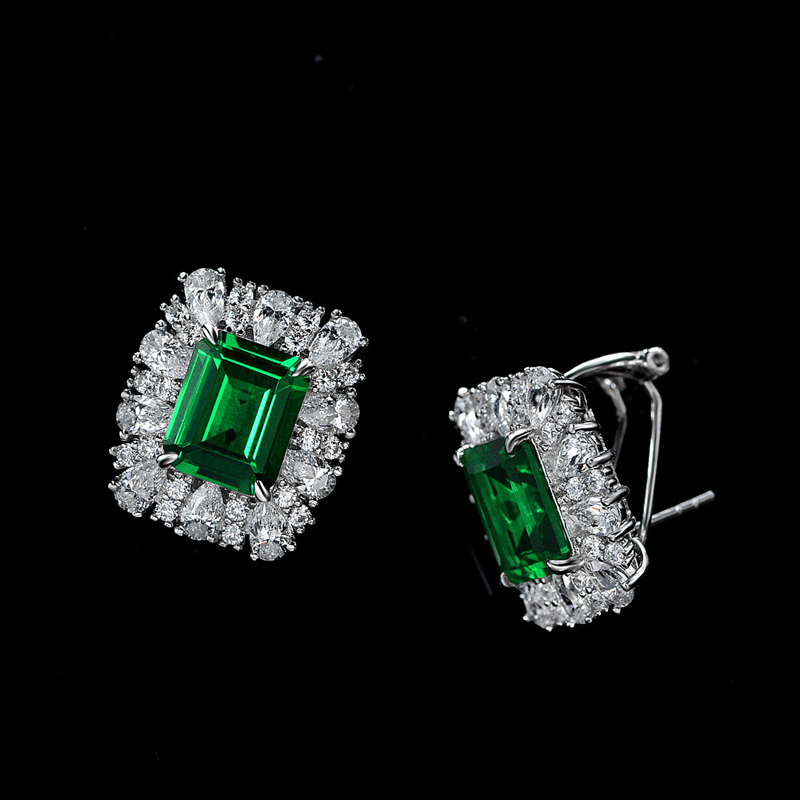 Stud OEVAS 100% 925 Sterling Silver 911mm Emerald High Carbon Diamond Earrings For Women Sparkling Wedding Fine Jewelry Gifts 2211202n