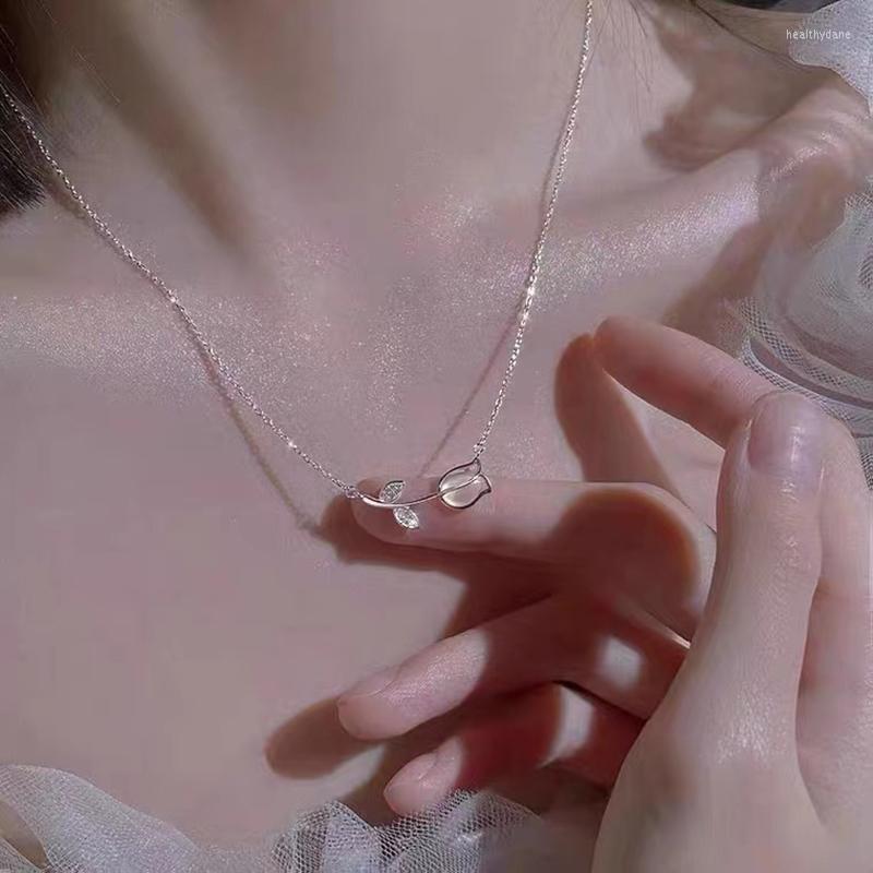 Collana girocollo in cristallo tulipano donna elegante ciondolo fiore rosa gioielli da sposa accessori collo feste Gift235C