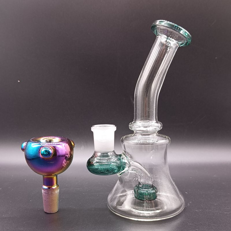 Mini narguilés d'eau en verre de 6 pouces avec pneu Perc coloré Shisha Dab plate-forme avec tuyaux femelles de 14mm pour fumer